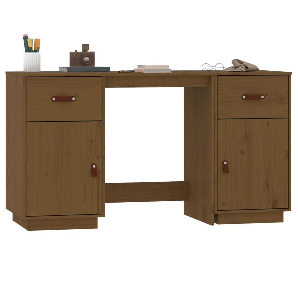 Bureau met kastjes 135x50x75 cm massief grenenhout