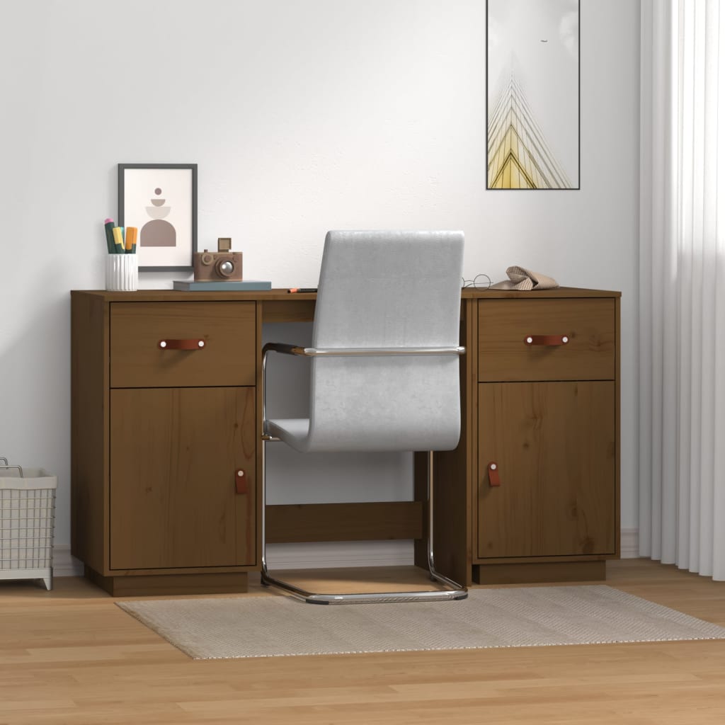 Bureau met kastjes 135x50x75 cm massief grenenhout