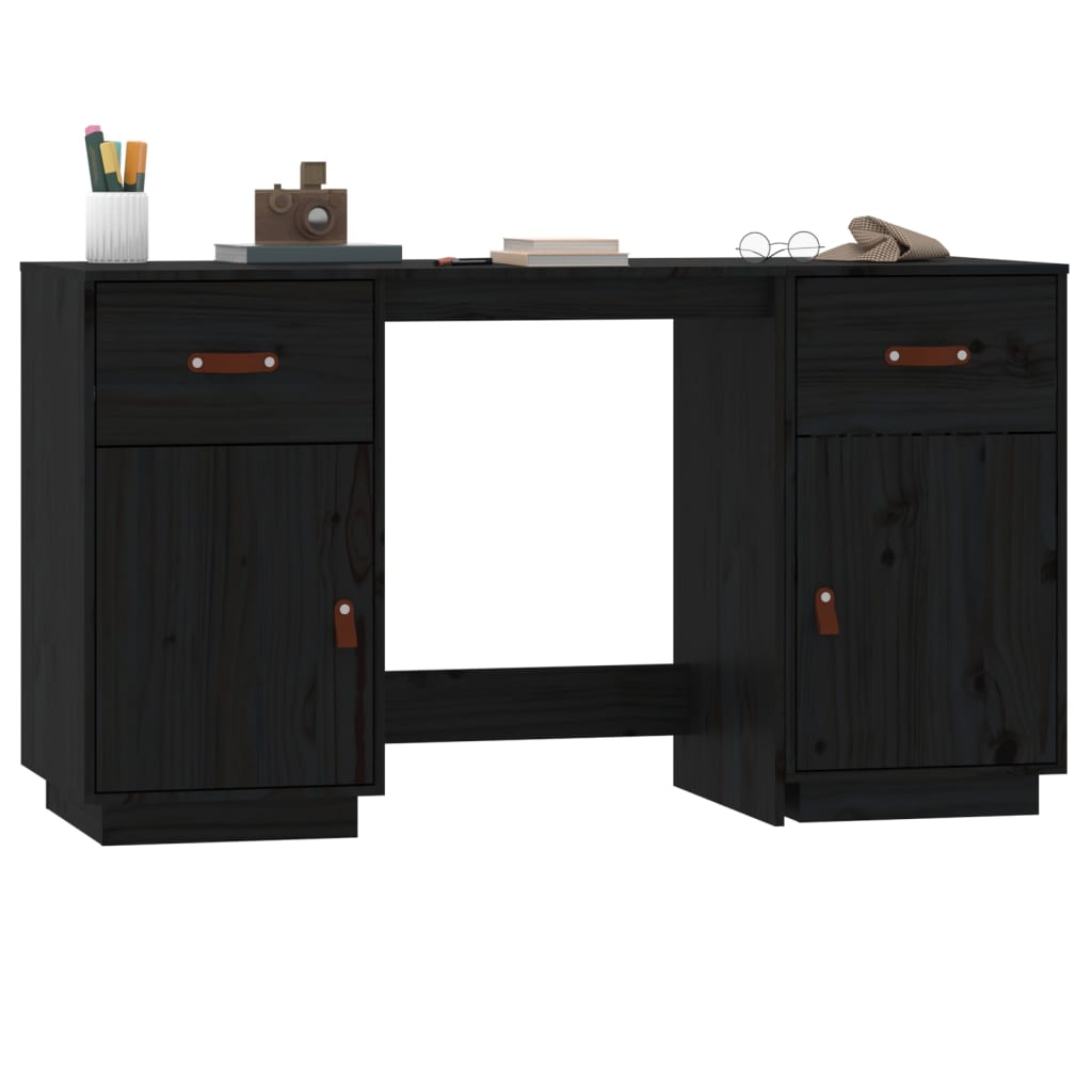 Bureau met kastjes 135x50x75 cm massief grenenhout