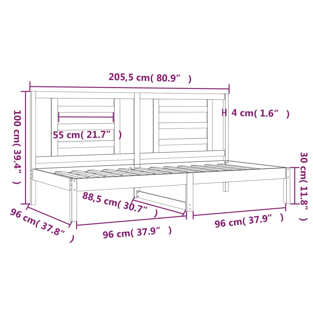 Slaapbank 90x200 cm massief grenenhout