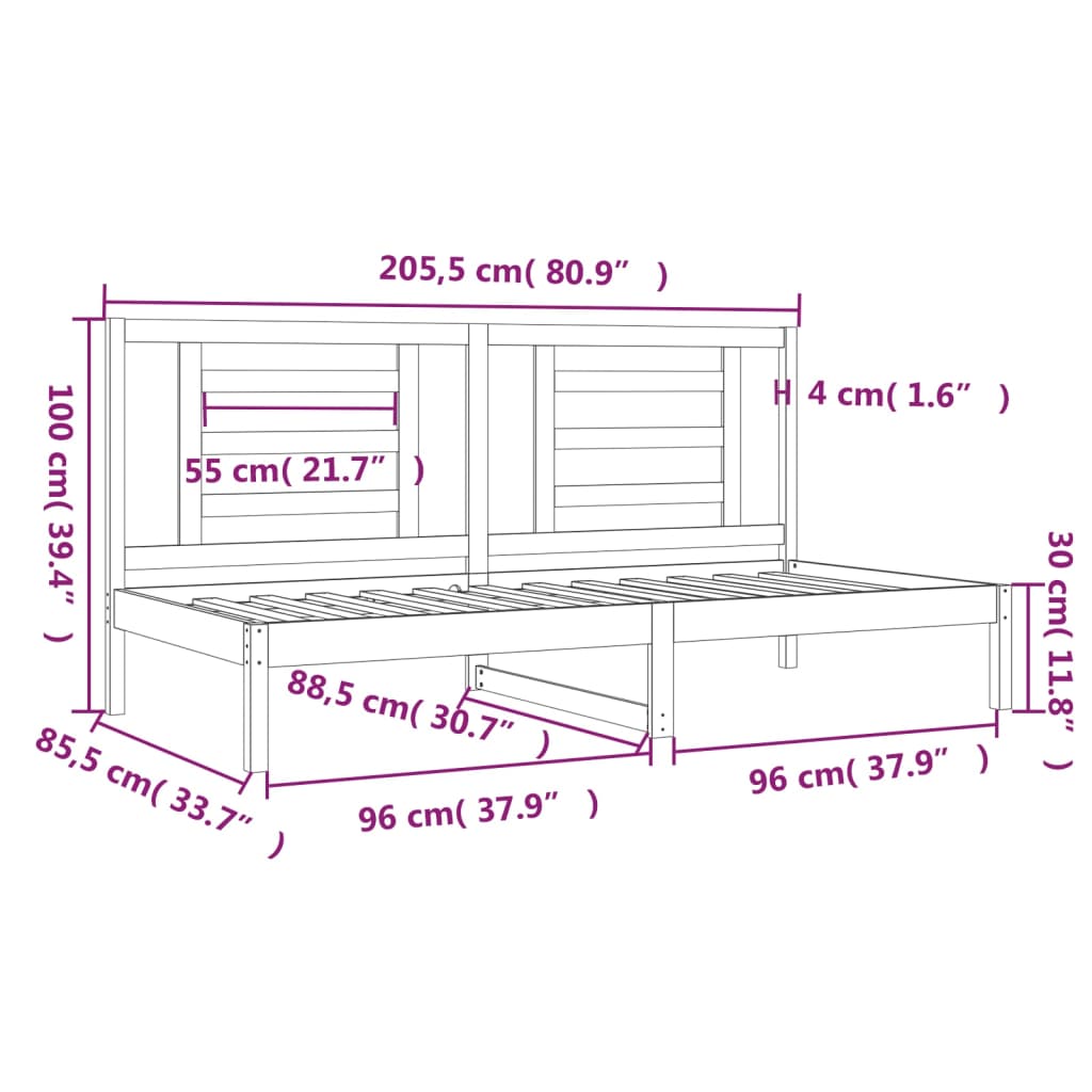 Slaapbank 90x200 cm massief grenenhout