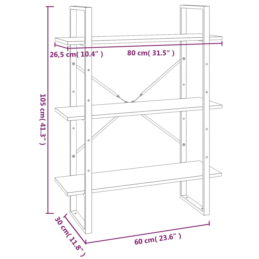 Boekenkast met 5 schappen 80x30x175 cm bewerkt hout