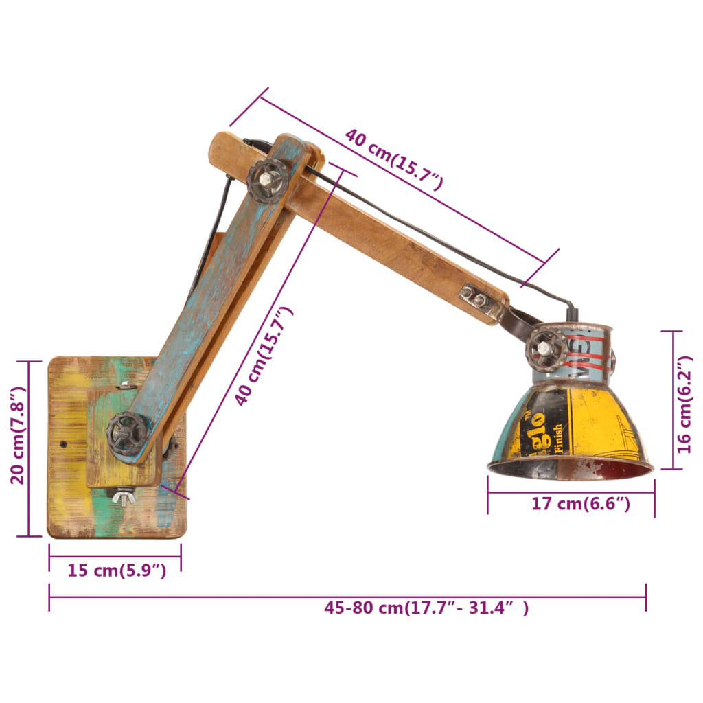 Wandlamp industrieel rond E27