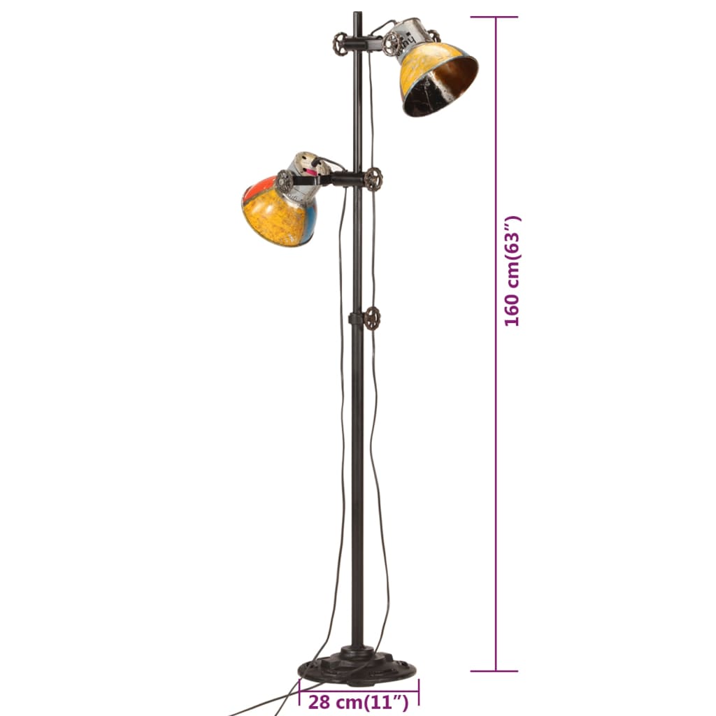 Vloerlamp met 2 lampenkappen E27 gietijzer