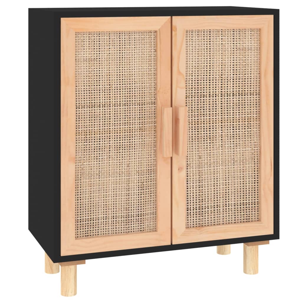 Dressoir 60x30x70 cm massief grenenhout en rattan