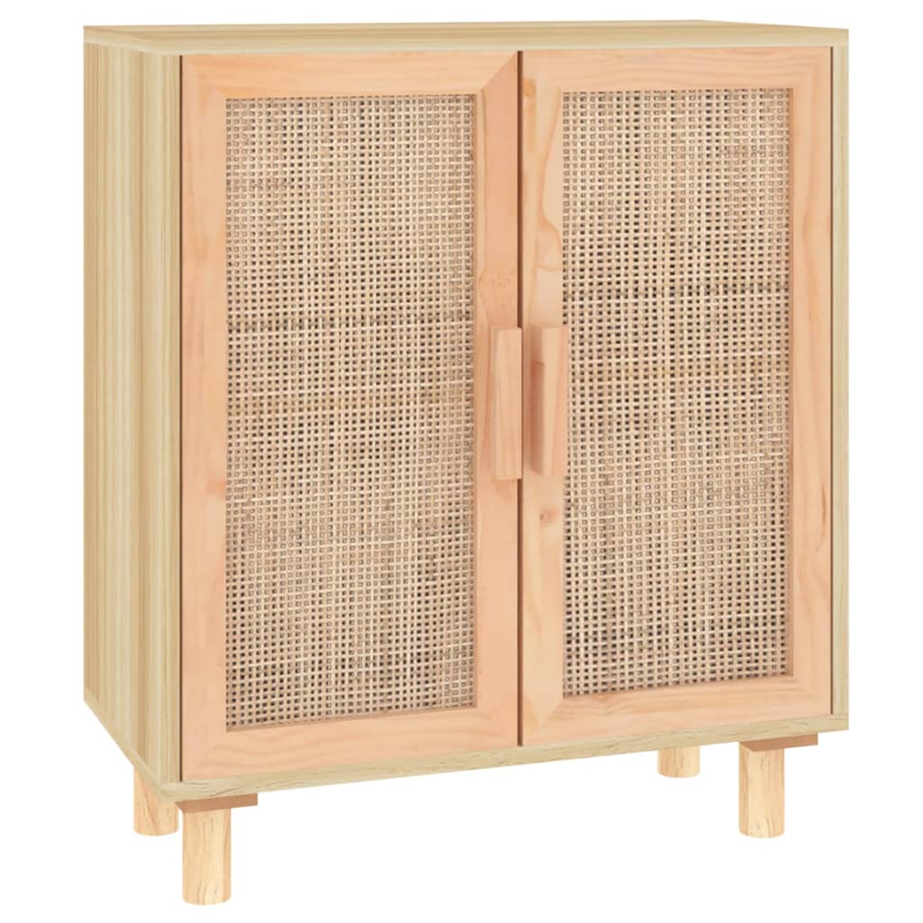 Dressoir 60x30x70 cm massief grenenhout en rattan