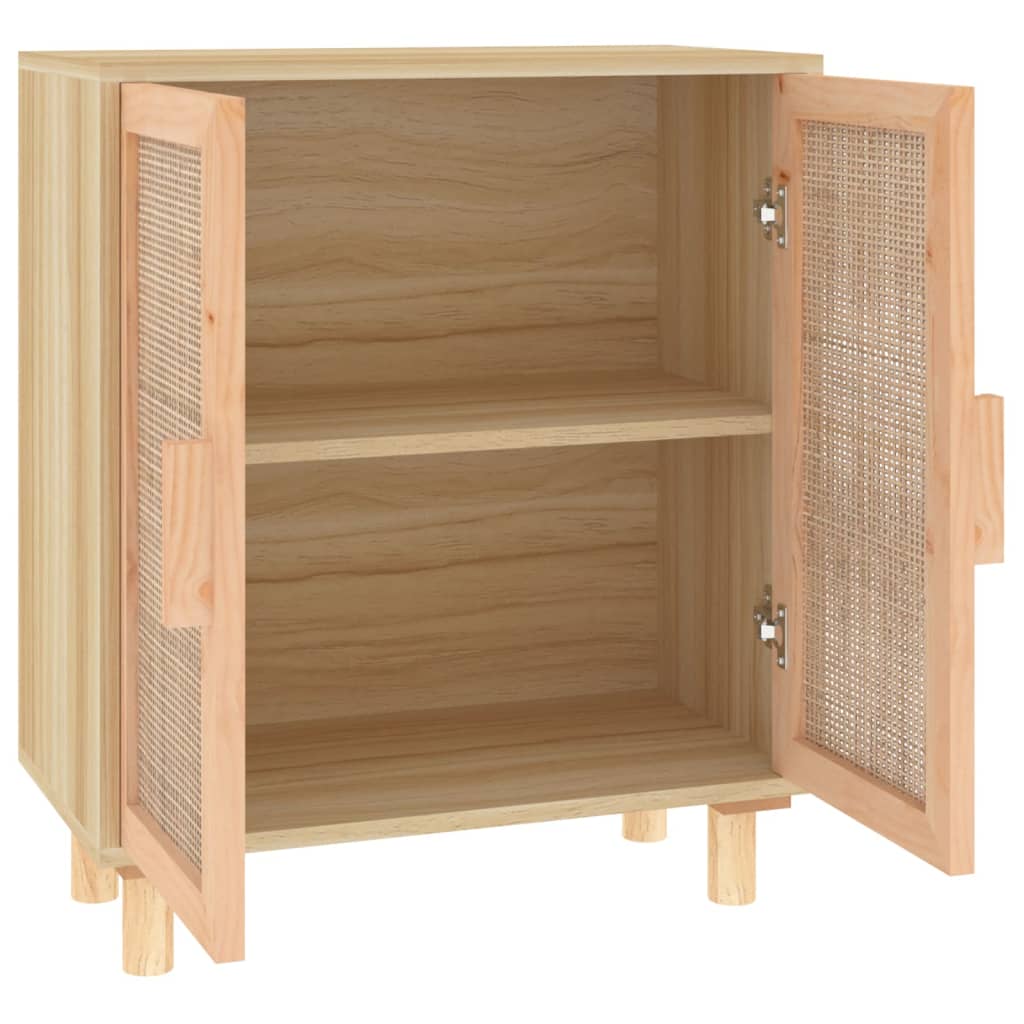 Dressoir 60x30x70 cm massief grenenhout en rattan