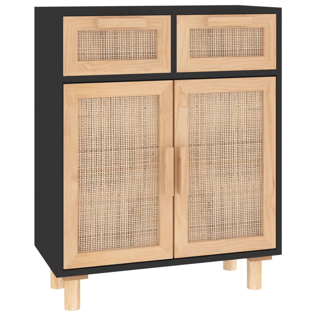 Dressoir 60x30x75 cm massief grenen hout en rattan