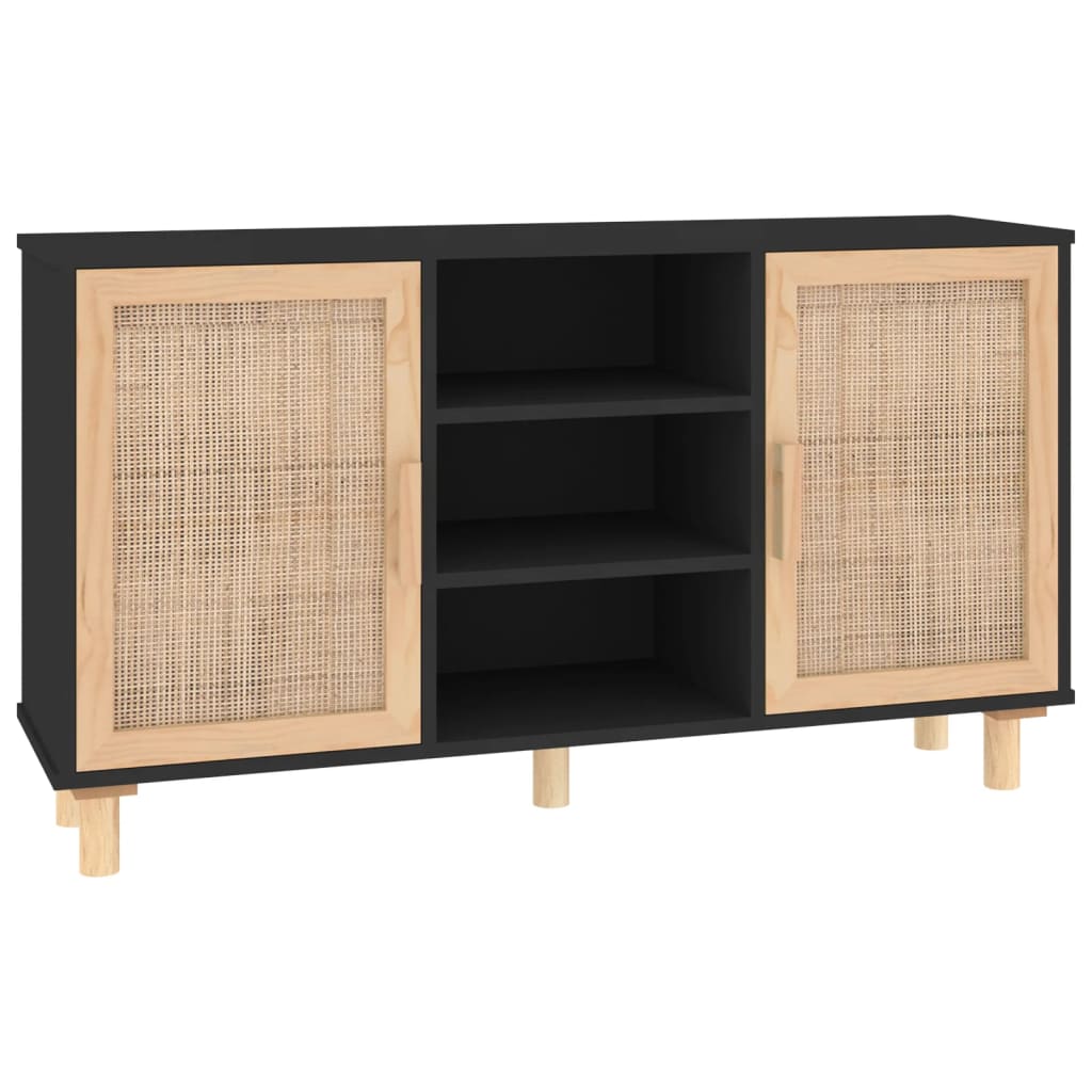 Dressoir 105x30x60 cm massief grenenhout en rattan