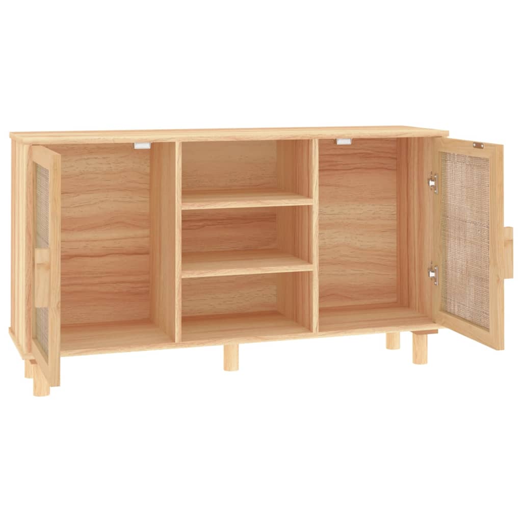 Dressoir 105x30x60 cm massief grenenhout en rattan