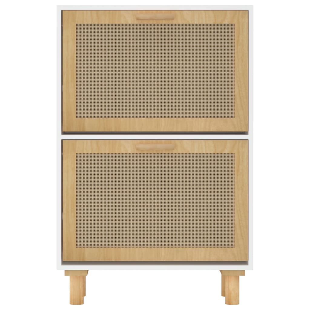 Schoenenkast 52x25x80 cm bewerkt hout & natuurlijk rattan