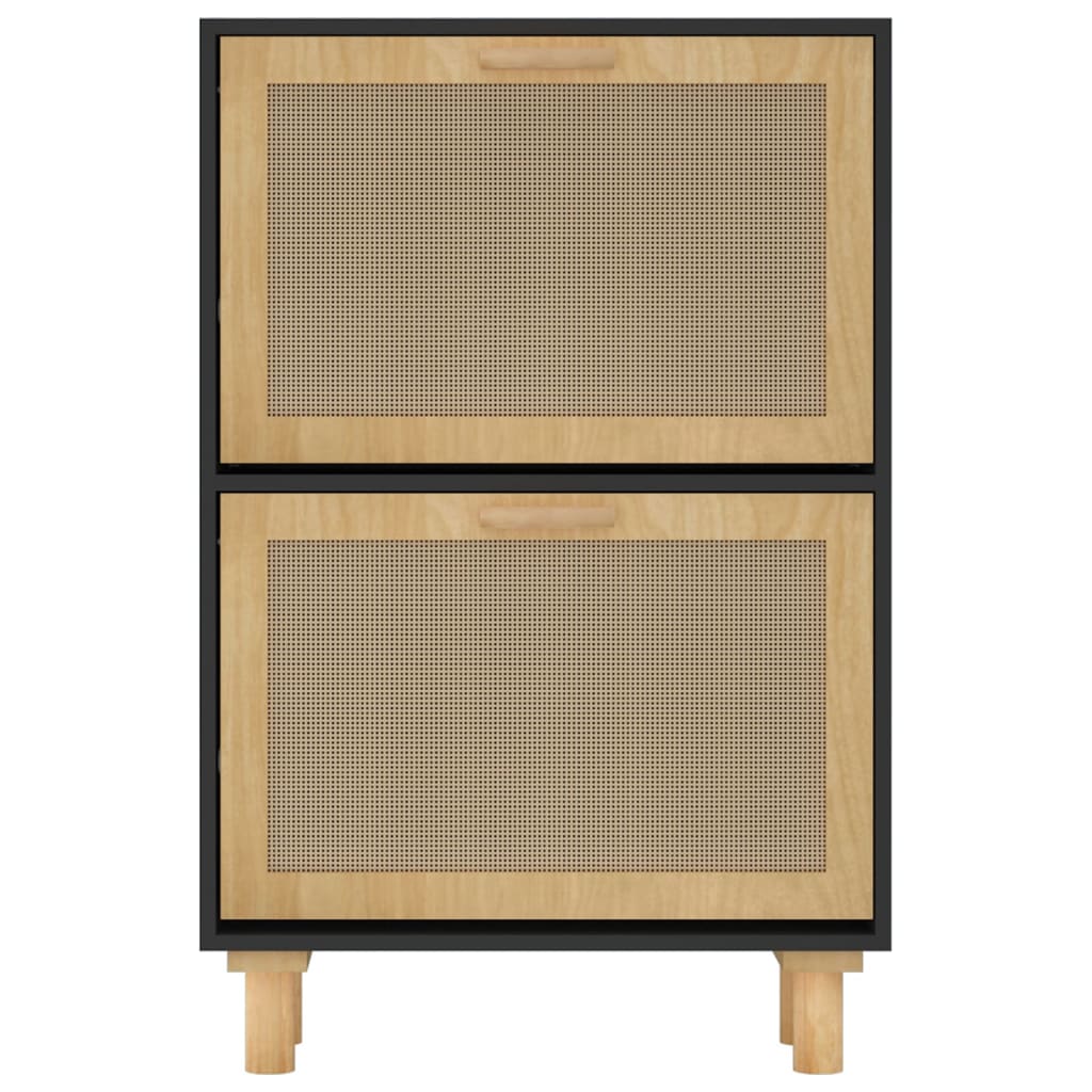 Schoenenkast 52x25x80 cm bewerkt hout & natuurlijk rattan