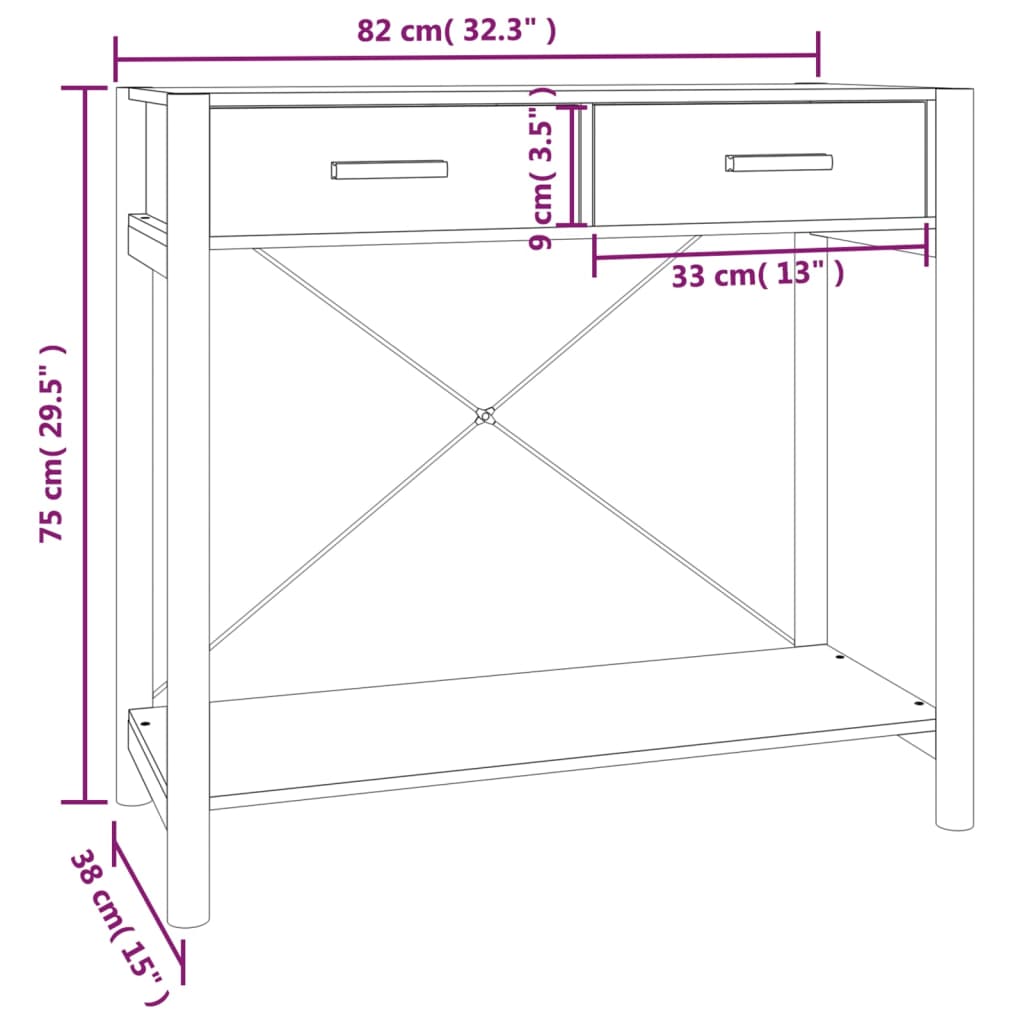 Wandtafel 82x38x75 cm bewerkt hout