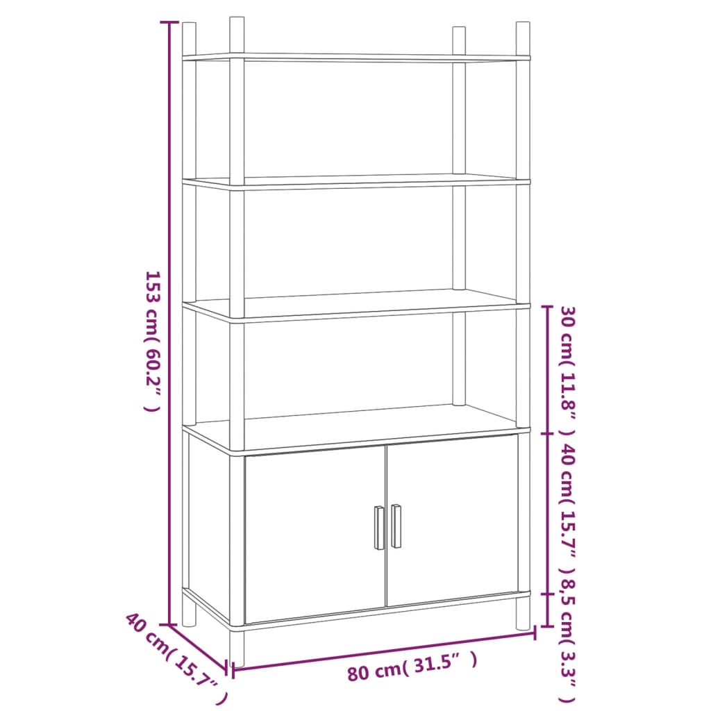 Hoge kast 80x40x153 cm bewerkt hout