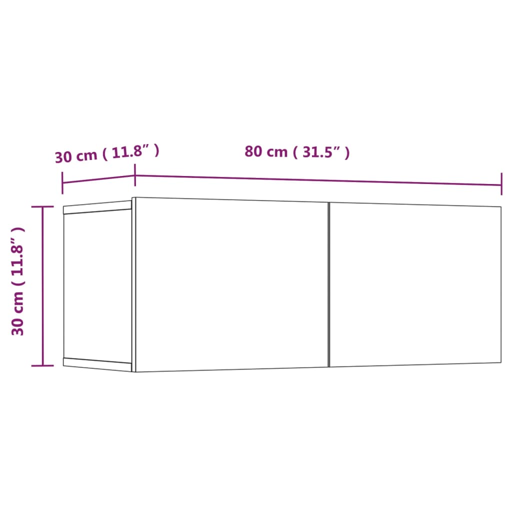 Tv-meubelen 4 st 80x30x30 cm bewerkt hout