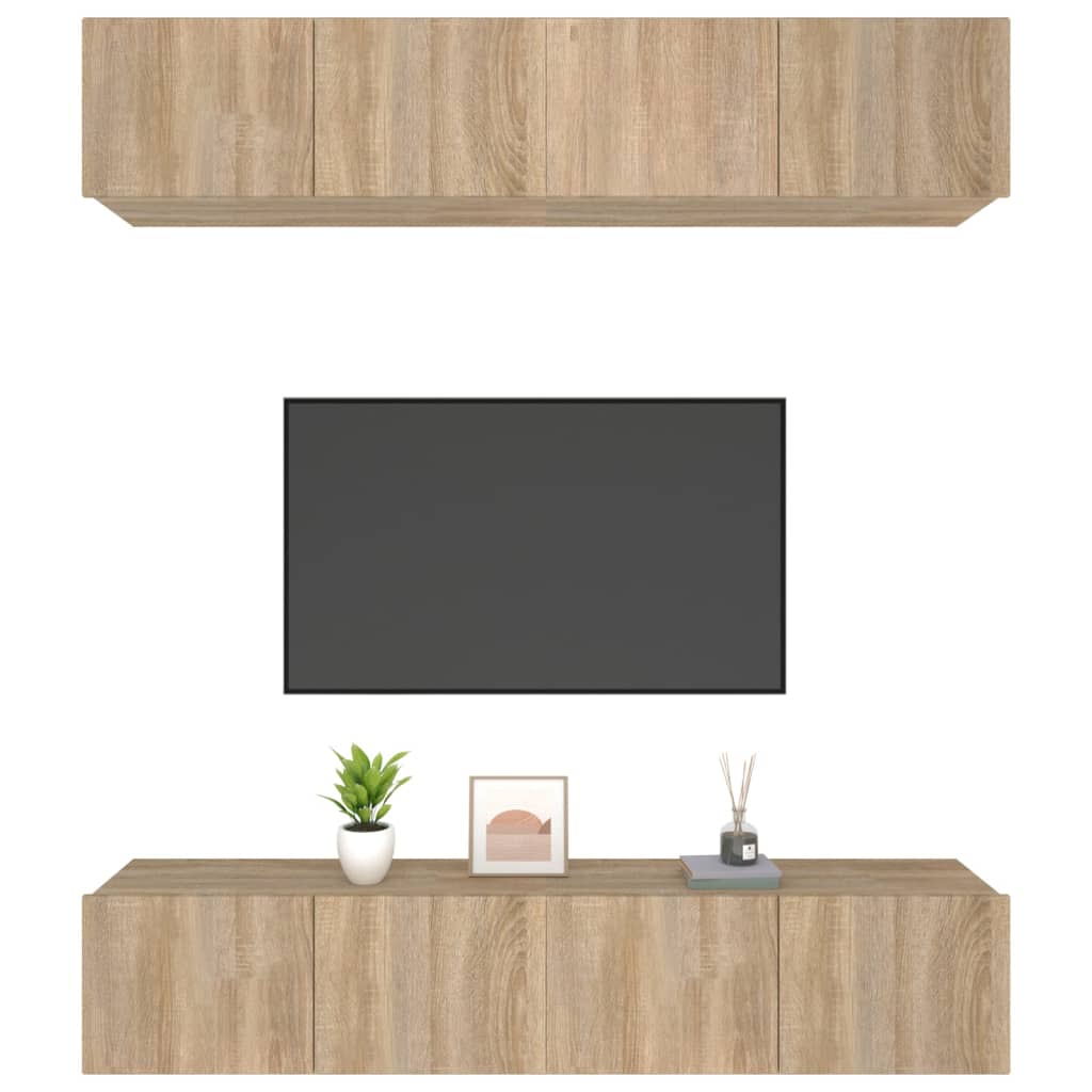 Tv-wandmeubels 4 st 100x30x30 cm bruin eikenkleur