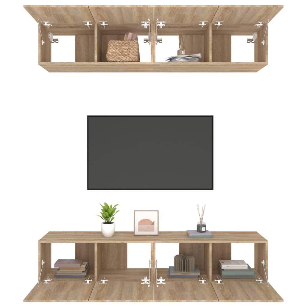 Tv-wandmeubels 4 st 100x30x30 cm bruin eikenkleur