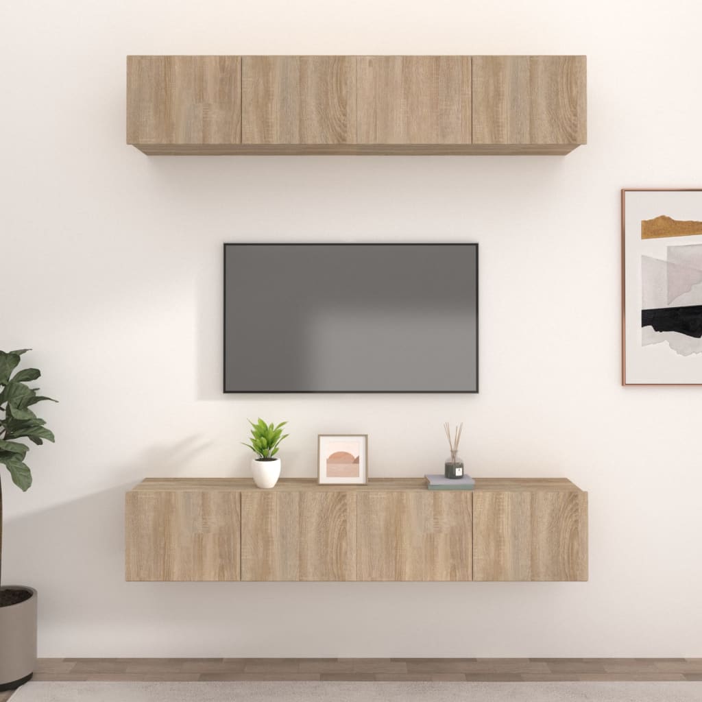 Tv-wandmeubels 4 st 100x30x30 cm bruin eikenkleur