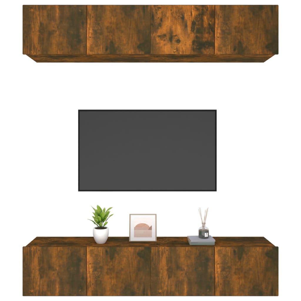 Tv-wandmeubels 4 st 100x30x30 cm bruin eikenkleur