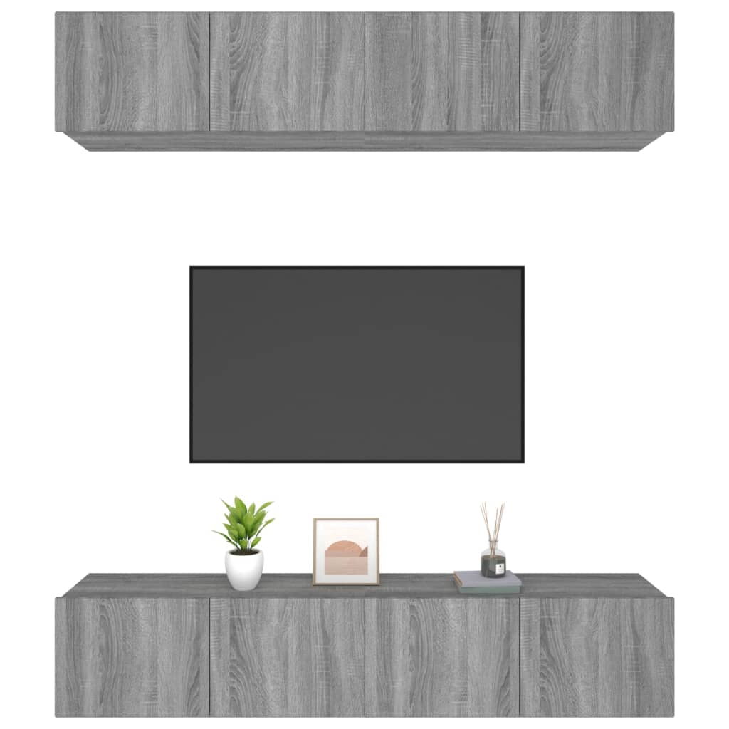 Tv-wandmeubels 4 st 100x30x30 cm bruin eikenkleur