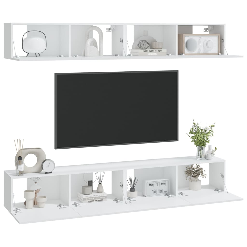 Tv-wandmeubels 4 st 100x30x30 cm bruin eikenkleur