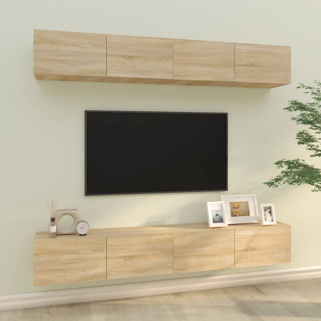 Tv-wandmeubels 4 st 100x30x30 cm bruin eikenkleur