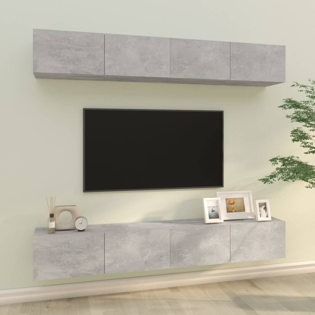 Tv-wandmeubels 4 st 100x30x30 cm bruin eikenkleur