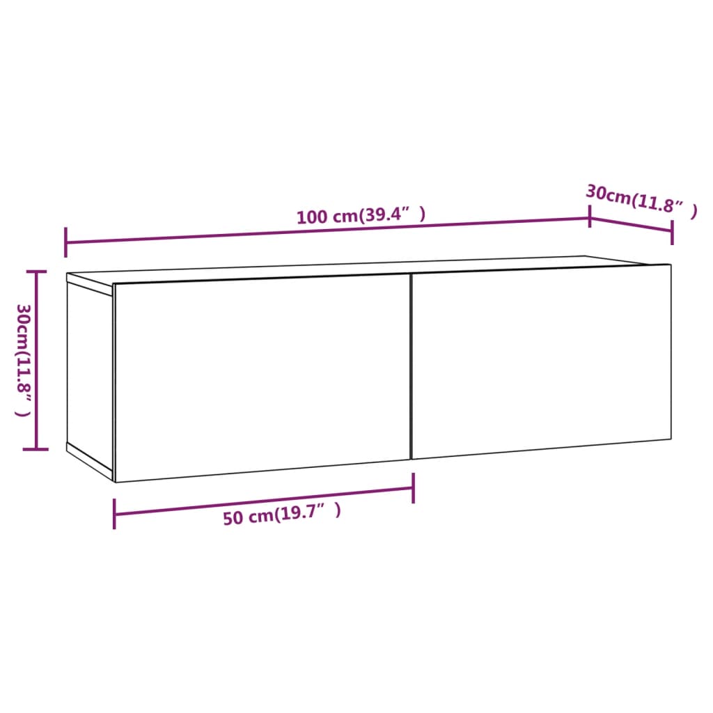 Tv-wandmeubels 4 st 100x30x30 cm