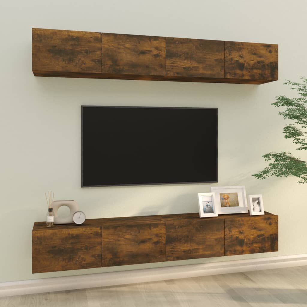 Tv-wandmeubels 4 st 100x30x30 cm bruin eikenkleur