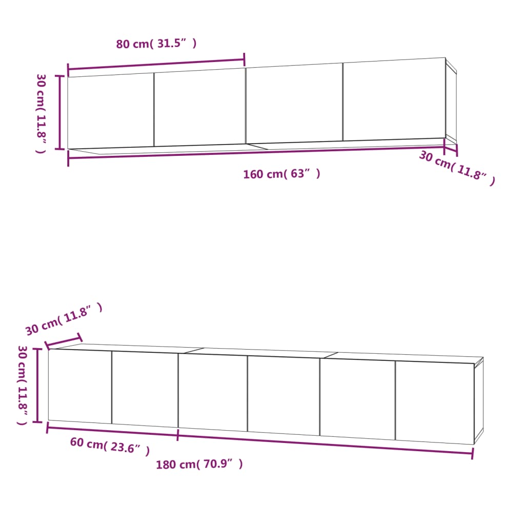 5-delige Tv-meubelset bewerkt hout