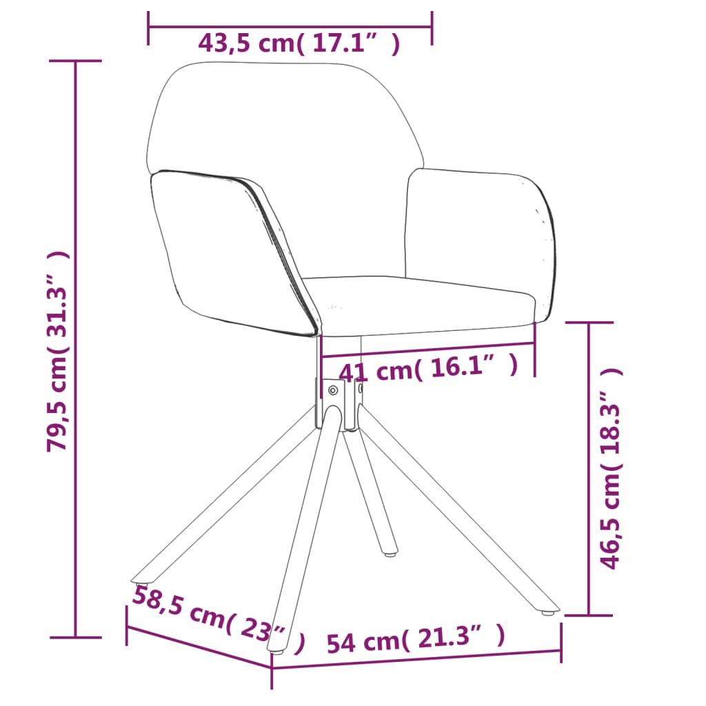 Eetkamerstoelen draaibaar 2 st fluweel