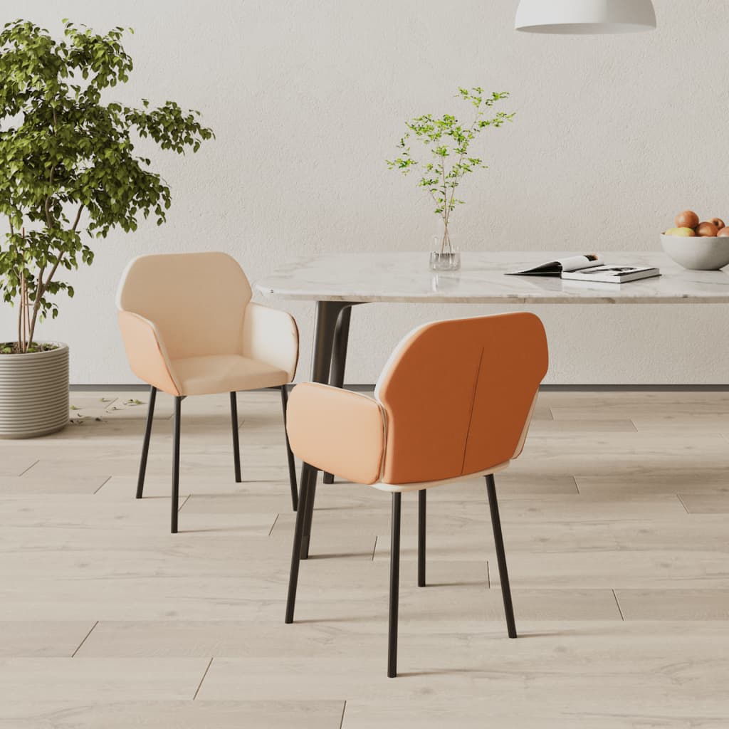 Eetkamerstoelen 2 st stof en kunstleer