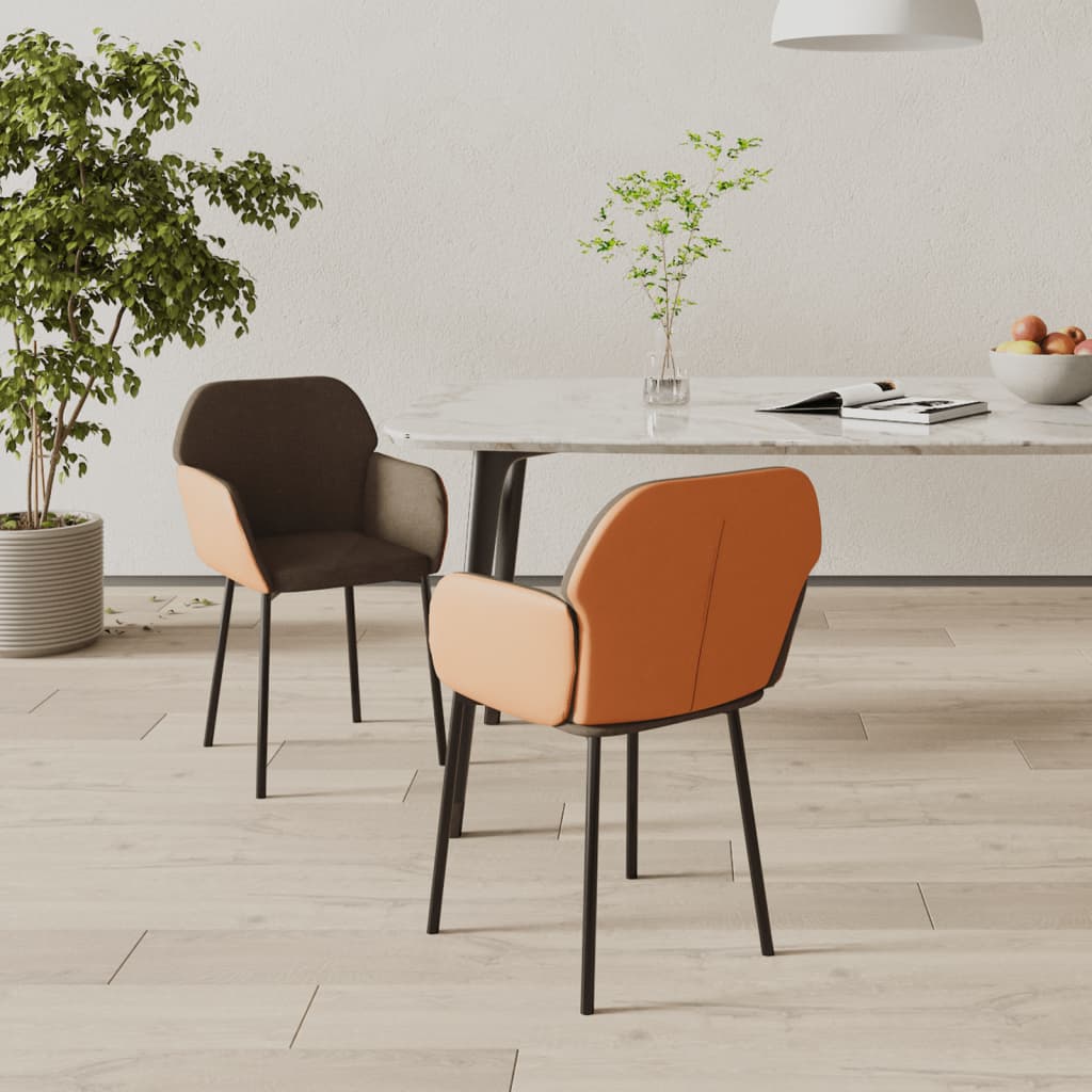 Eetkamerstoelen 2 st stof en kunstleer crèmekleurig