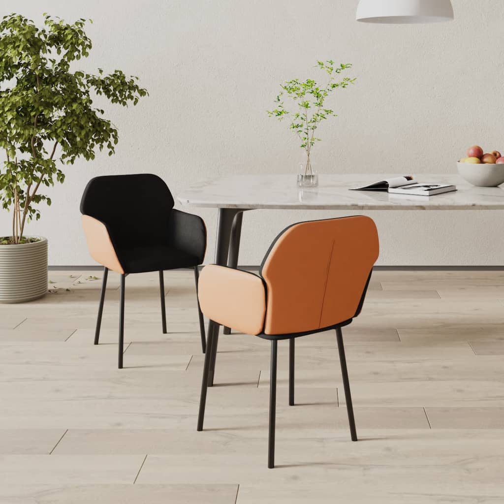 Eetkamerstoelen 2 st stof en kunstleer