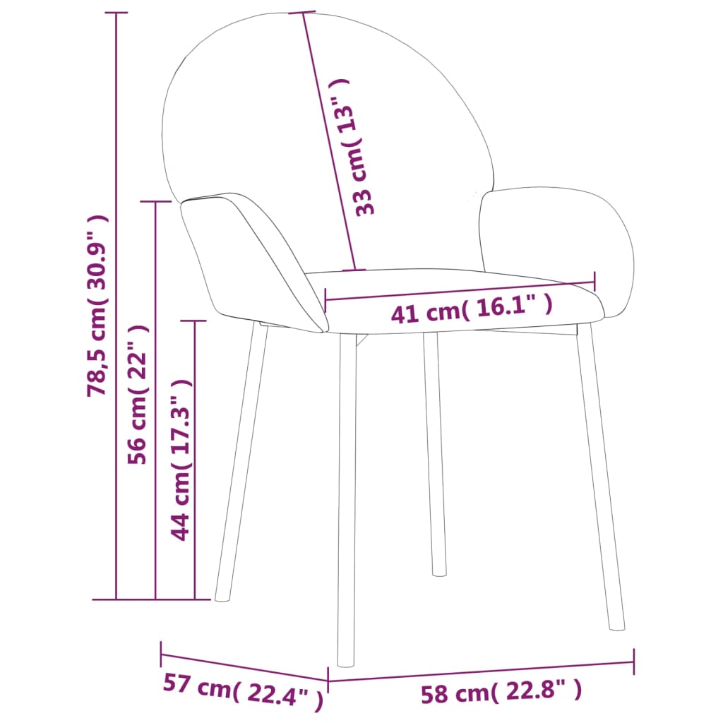 Eetkamerstoelen 2 st fluweel