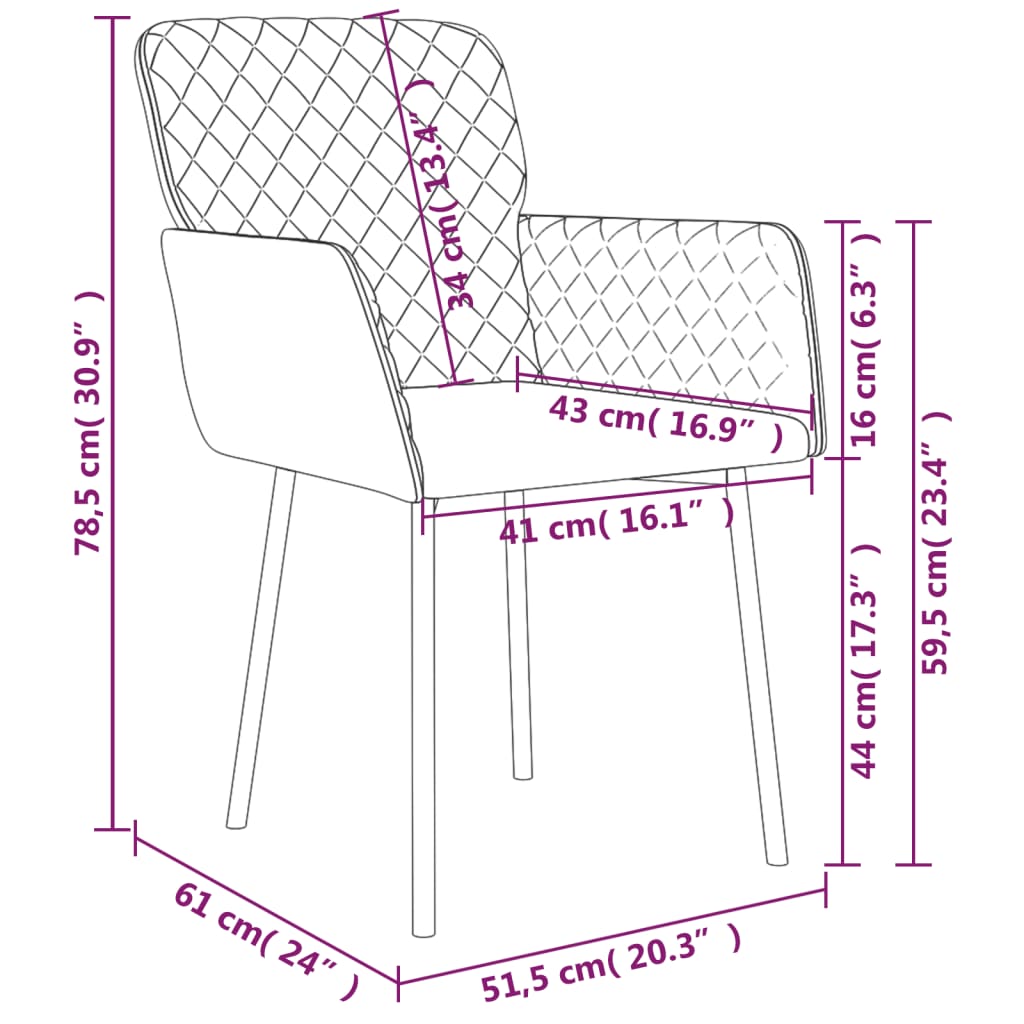 Eetkamerstoelen 2 st fluweel