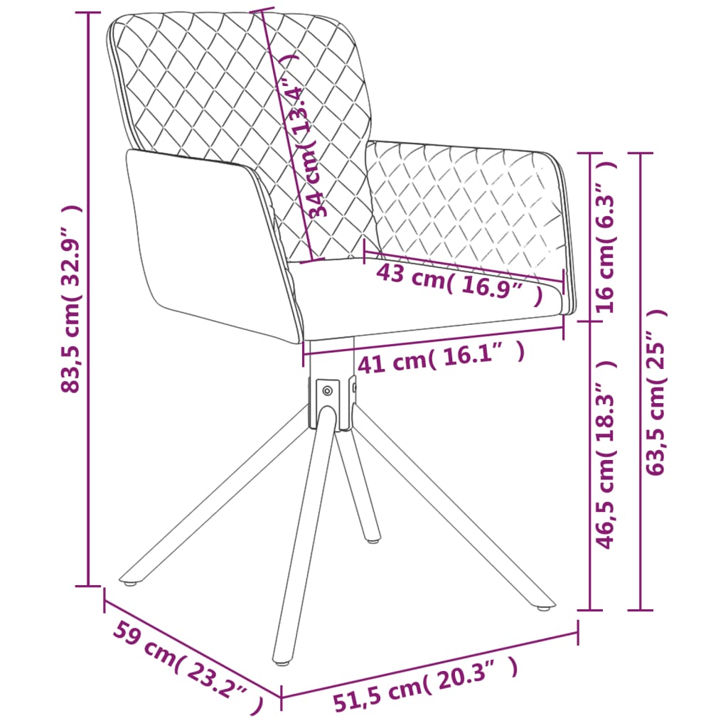 Eetkamerstoelen draaibaar 2 st fluweel