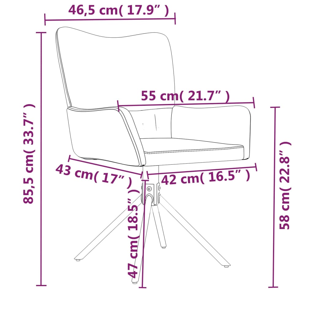 Eetkamerstoelen draaibaar 2 st fluweel