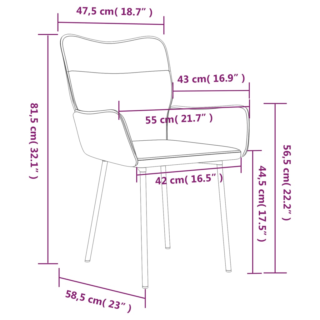 Eetkamerstoelen 2 st fluweel