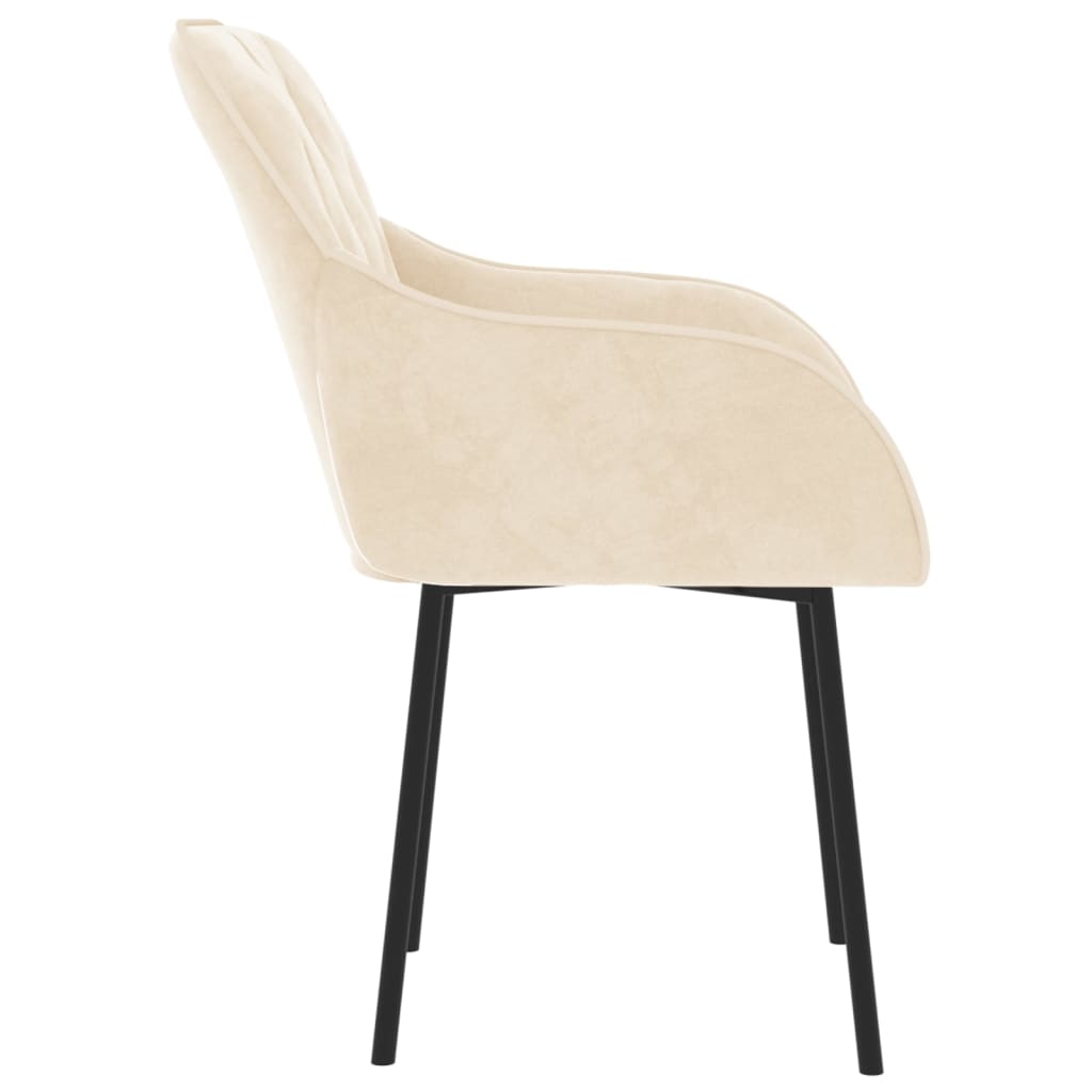 Eetkamerstoelen 2 st fluweel crèmekleurig