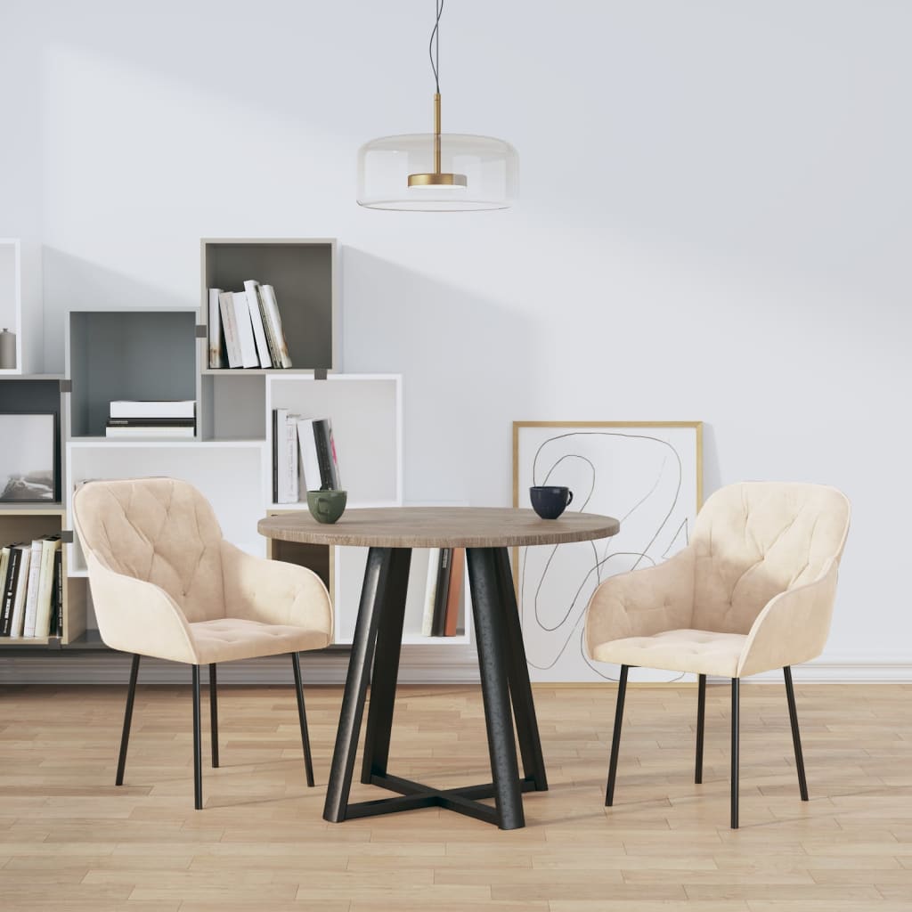 Eetkamerstoelen 2 st fluweel crèmekleurig