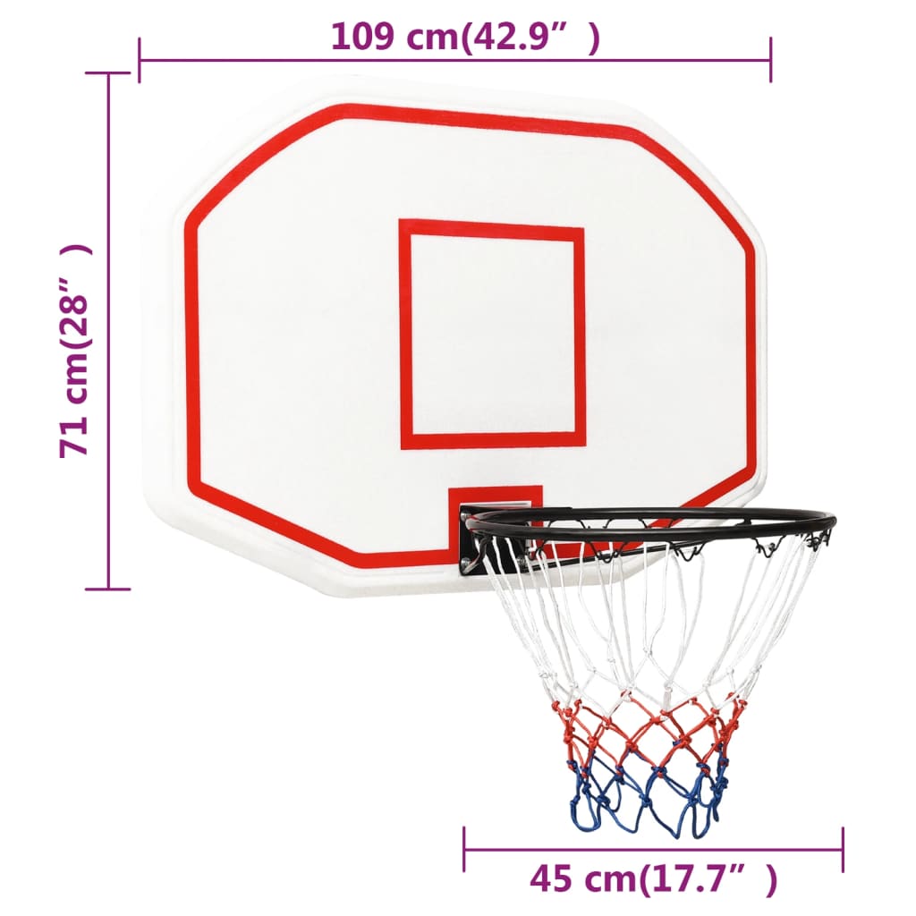 Basketbalbord 71x45x2 cm polyetheen