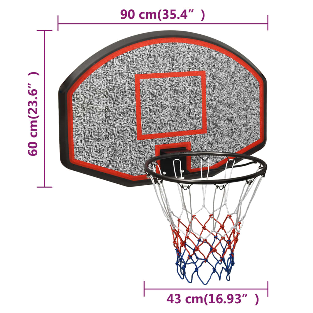 Basketbalbord 71x45x2 cm polyetheen