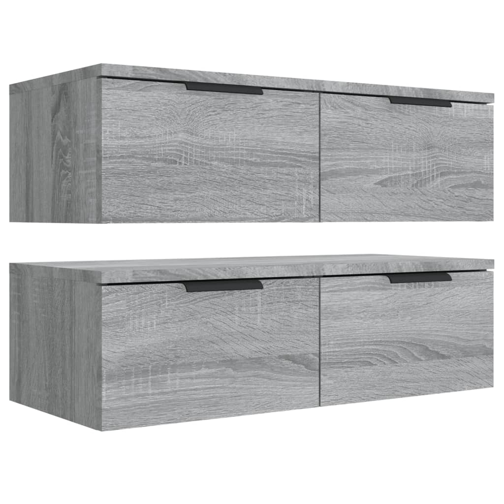 Wandkasten 2 st 68x30x20 cm bewerkt hout gerookt