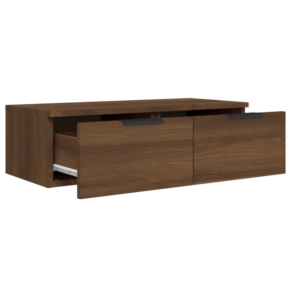 Wandkasten 2 st 68x30x20 cm bewerkt hout gerookt