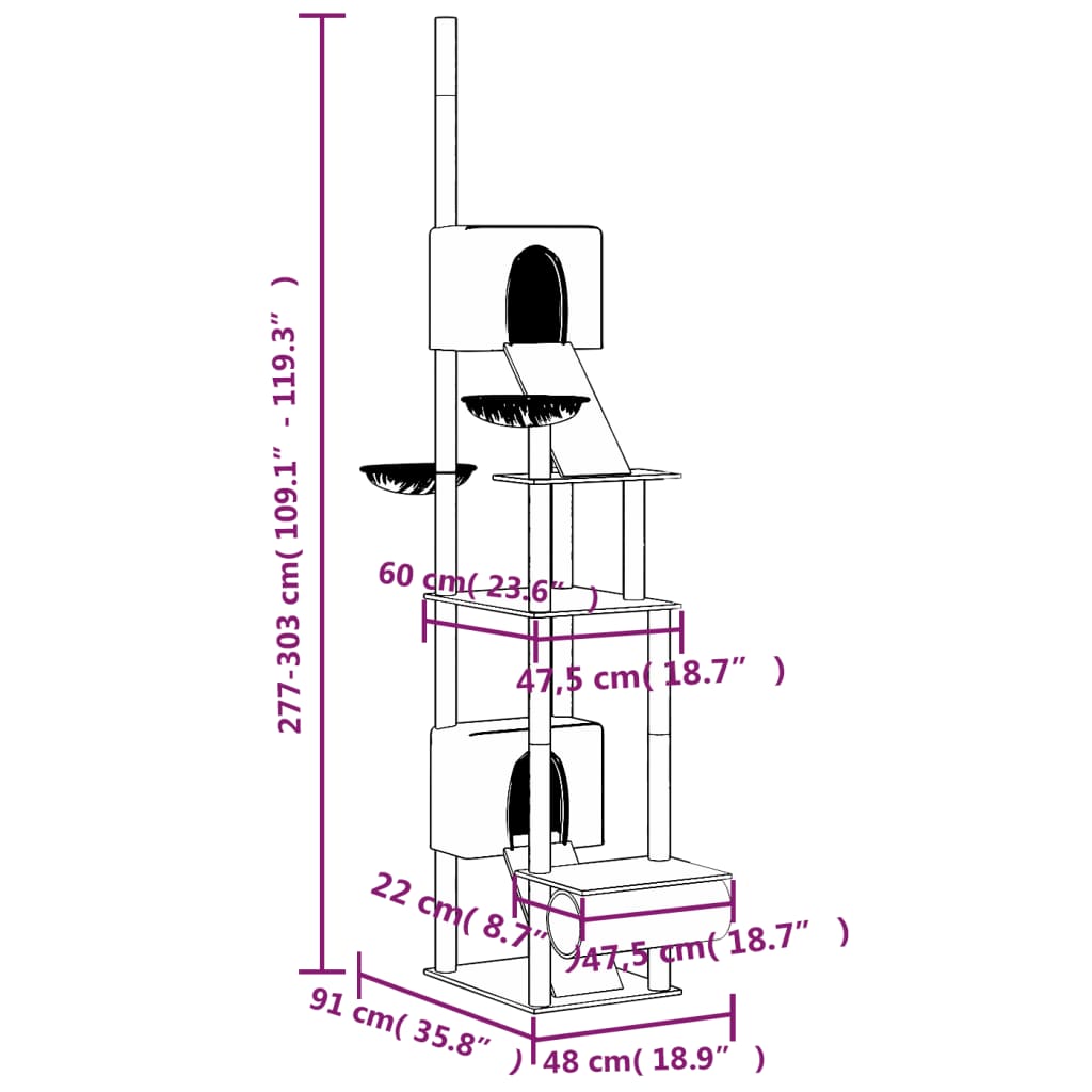 Kattenmeubel vloer tot plafond 277-303 cm