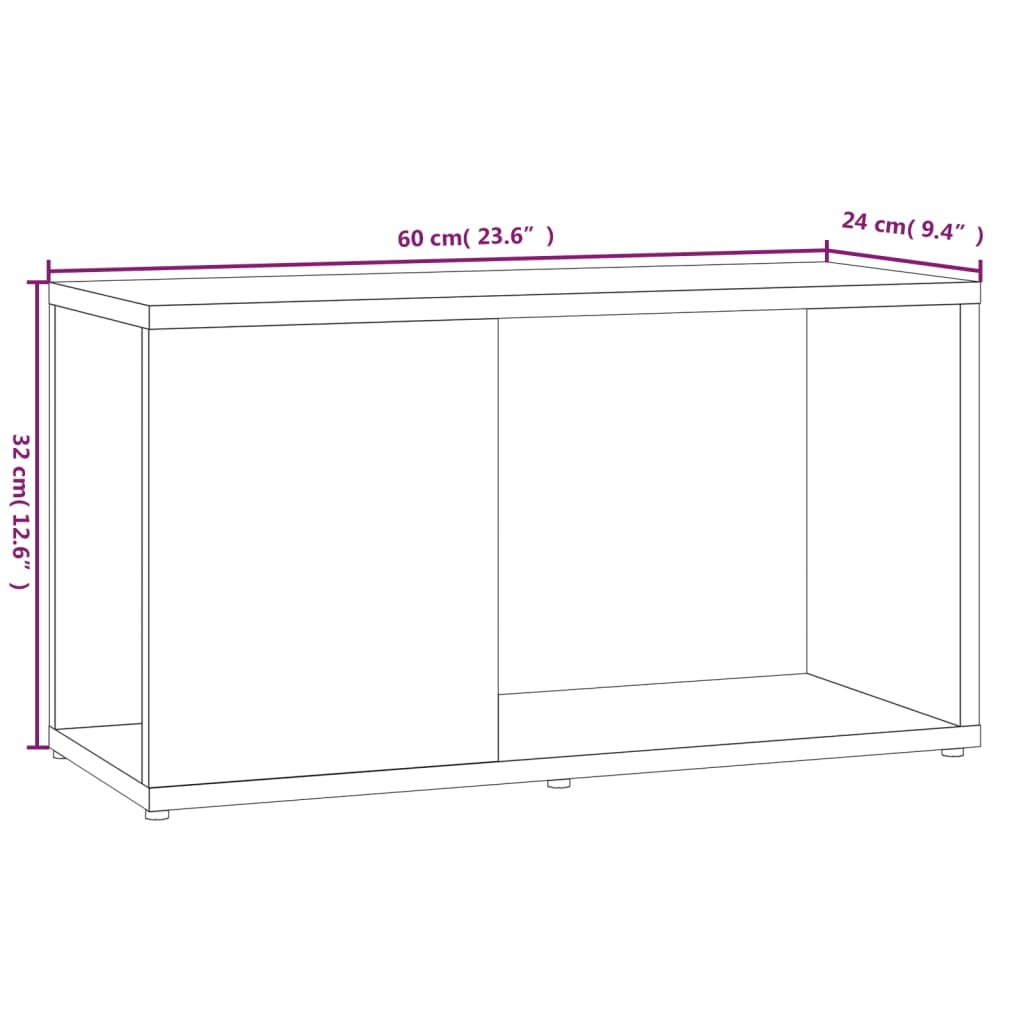 Tv-meubel 60x24x32 cm bewerkt hout oud houtkleurig