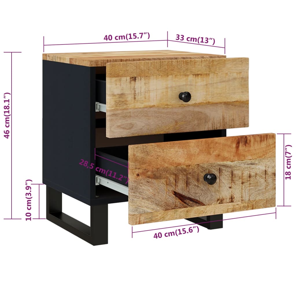 Nachtkastjes 2 st 40x33x46 cm massief gerecycled hout