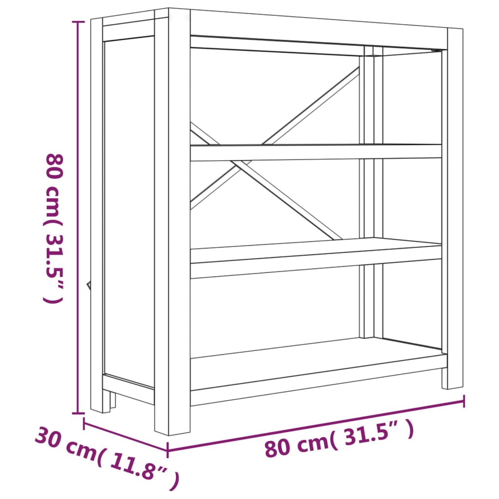 Boekenkast met 7 schappen 80x30x200 cm massief acaciahout