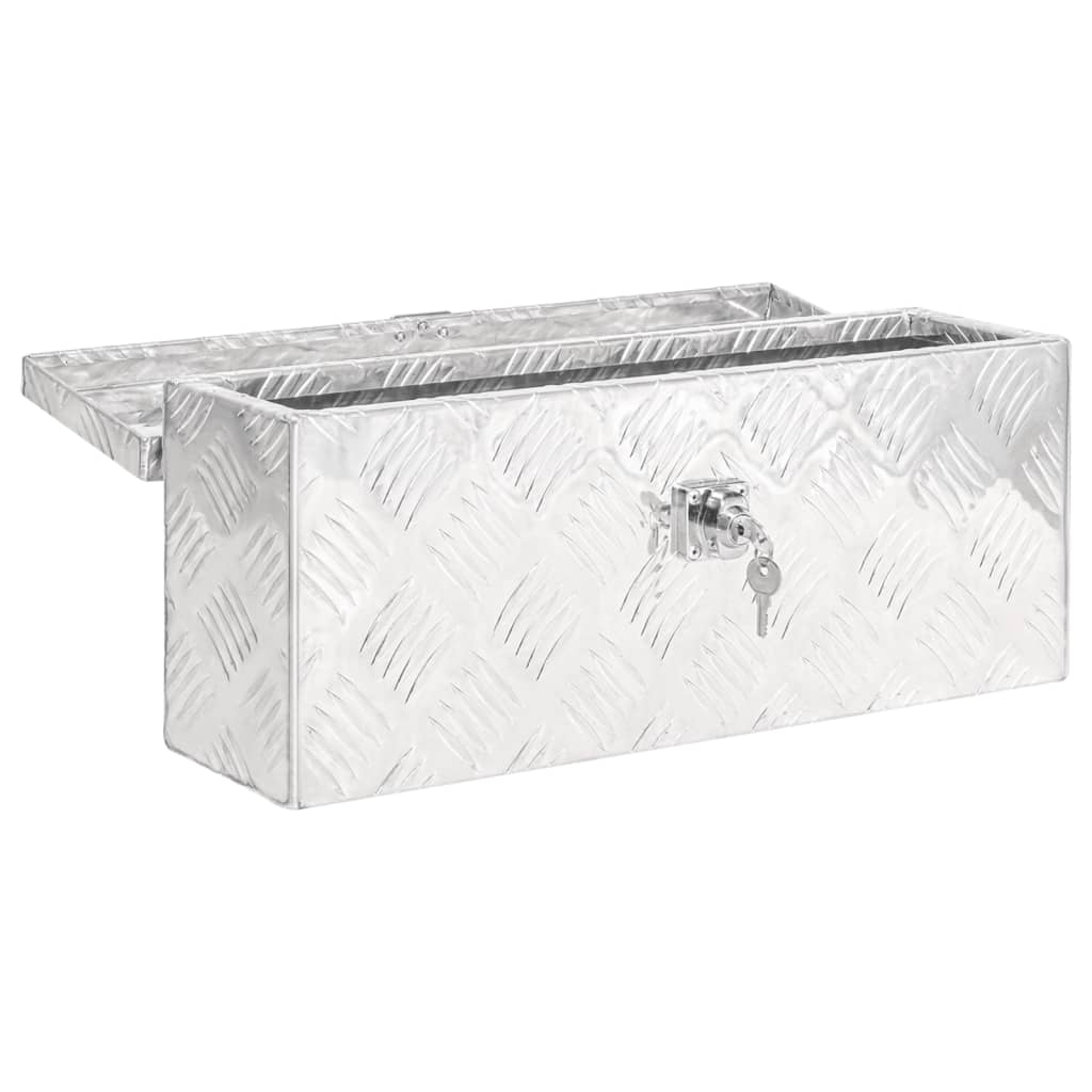 Opbergbox 50x15x20,5 cm aluminium zilverkleurig